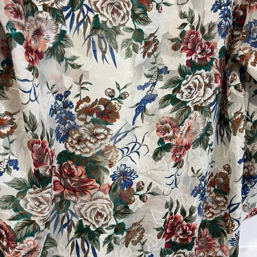 Victoria's Secret Vintage 90s Long Sleeve Dark Floral Opaque Kimono Robe Small - Picture 4 of 7